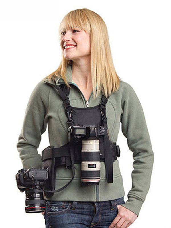 DSLR 카메라 멜빵 스트랩 수납 촬영용 끈 조끼 어깨 싱글 카메라 S 렌즈가방2개수납가능 - 상세 이미지 3