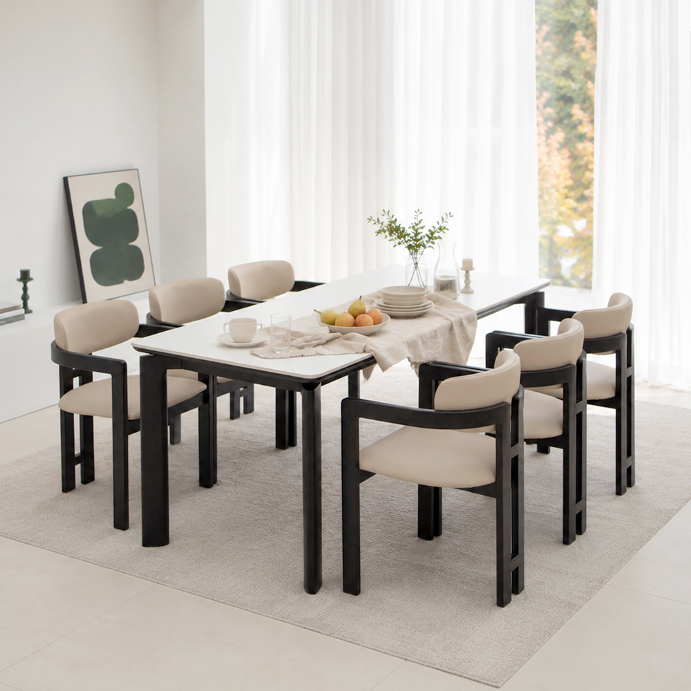 헤닝 에포크 블랙 원목 세라믹 식탁세트 식탁+의자6, 1800mm, 아쿠틱스 이미지 7