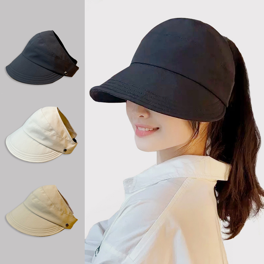 여성 썬캡 여름 자외선 차단 모자 중년 러닝 돌돌이 선캡 챙모자 - 상품 이미지
