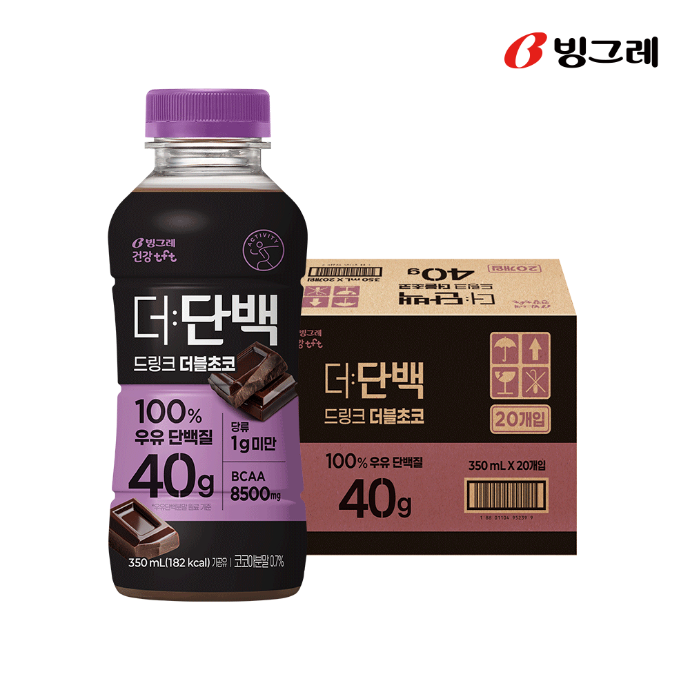 빙그레 더단백 40g 고함량 드링크 더블초코 350ml 20개입 고단백 단백질음료 - 상세 이미지 2