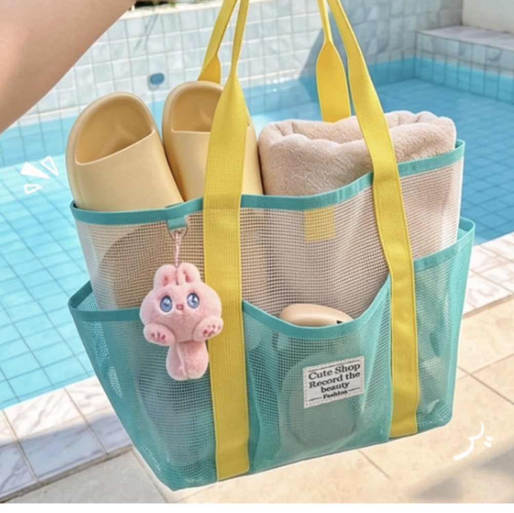 파스텔 망사비치백 여성 여름숄더백 물빠짐 계곡가방 - 상품 이미지