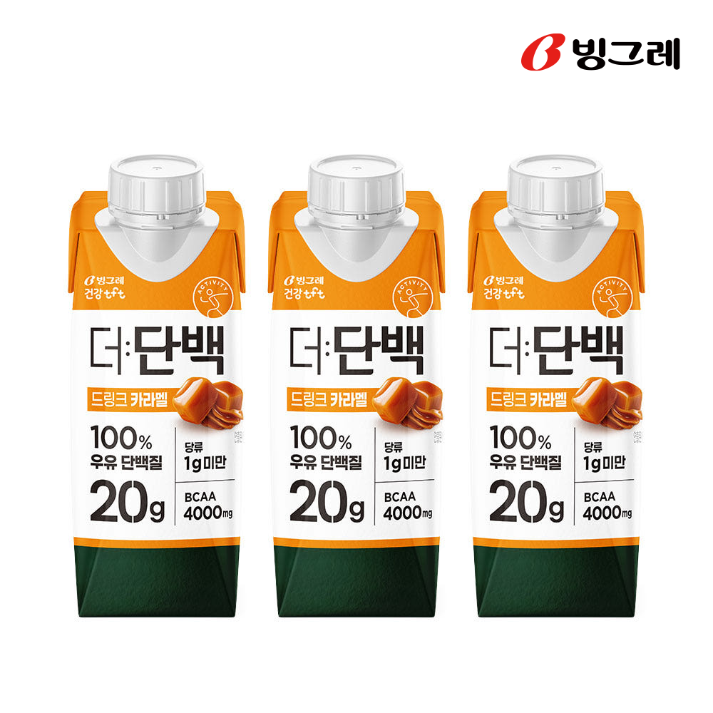 빙그레 더단백 드링크 단백질음료 카라멜, 250ml, 3개 - 상품 이미지