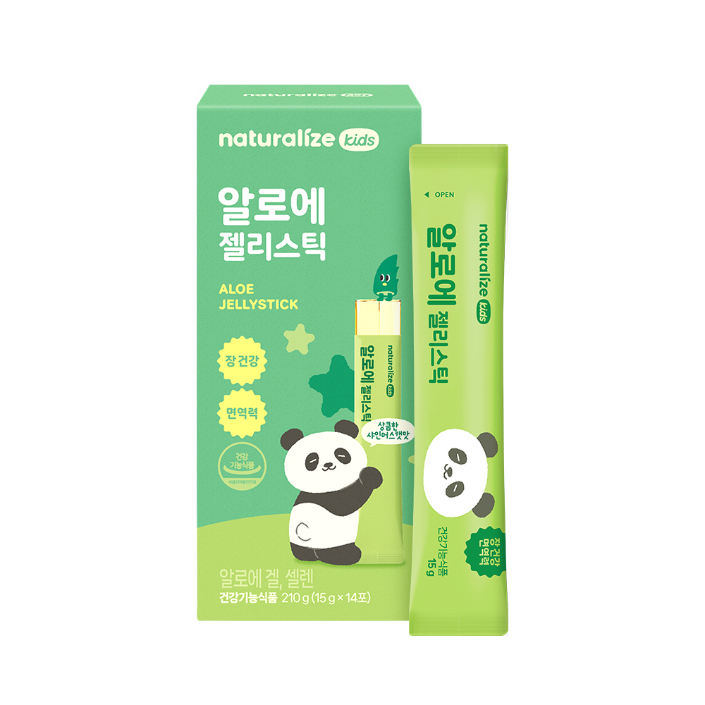 네추럴라이즈 키즈 알로에 젤리스틱 샤인머스캣맛 알로에겔 셀렌 14포, 1개 - 상품 이미지