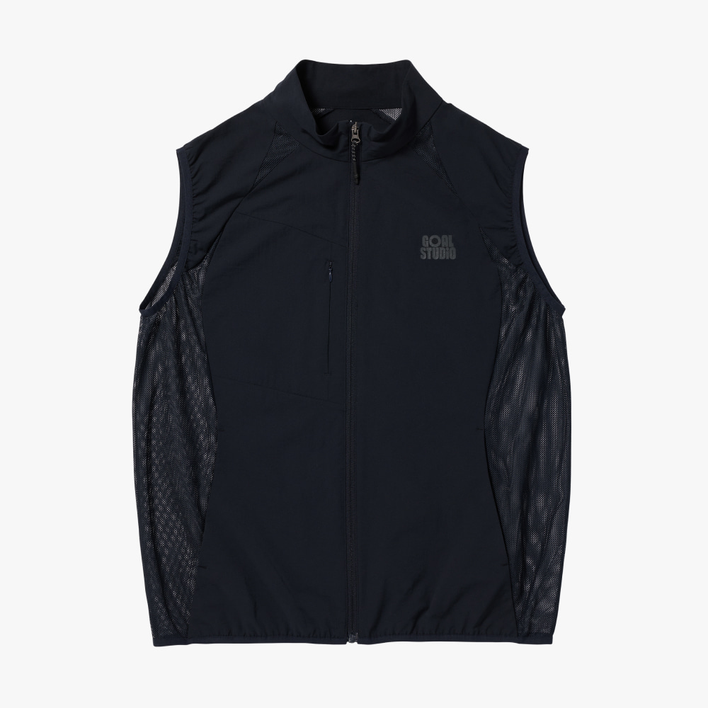 AIR THROUGH 2WAY ZIP LIGHTWEIGHT VEST-NAVY - 상품 이미지