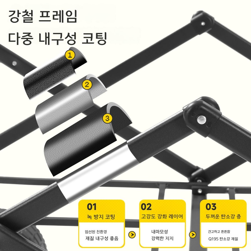 캠핑 카트 접이식 야외 이동식 트롤리 블랙(상판 없음) - 상세 이미지 4