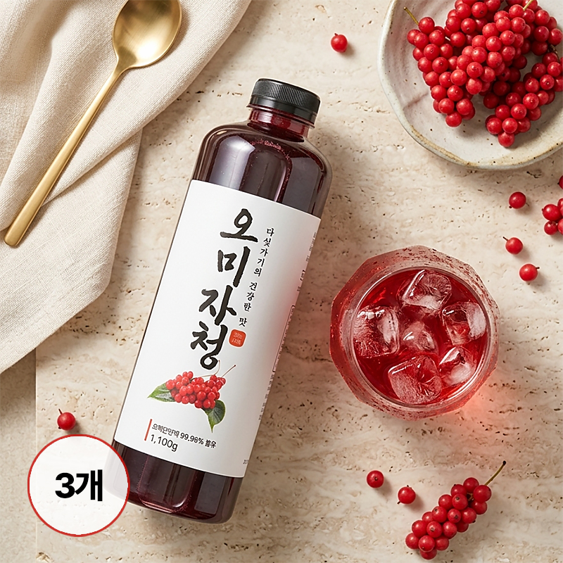 홈카페 문경 오미자청 국내산 오미자 엑기스 진한 원액 1100g, 3개 - 상품 이미지