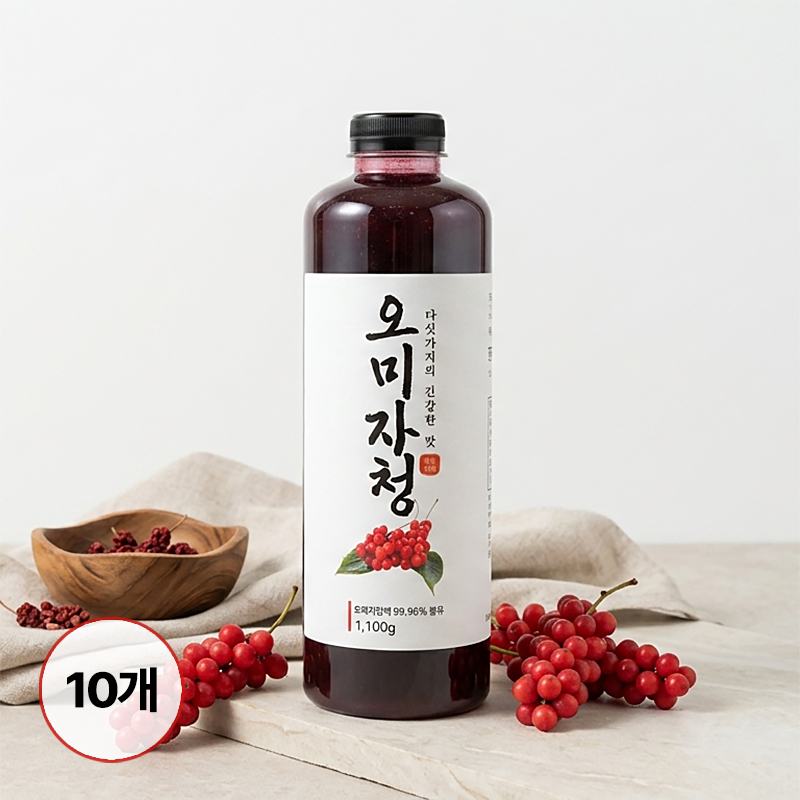 문경 오미자청 국내산 오미자 엑기스 진한 원액 1100g, 10개 - 상품 이미지