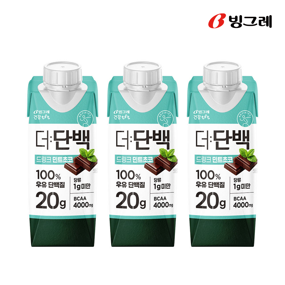 빙그레 더단백 드링크 단백질음료 민트초코, 250ml, 3개 상품 이미지