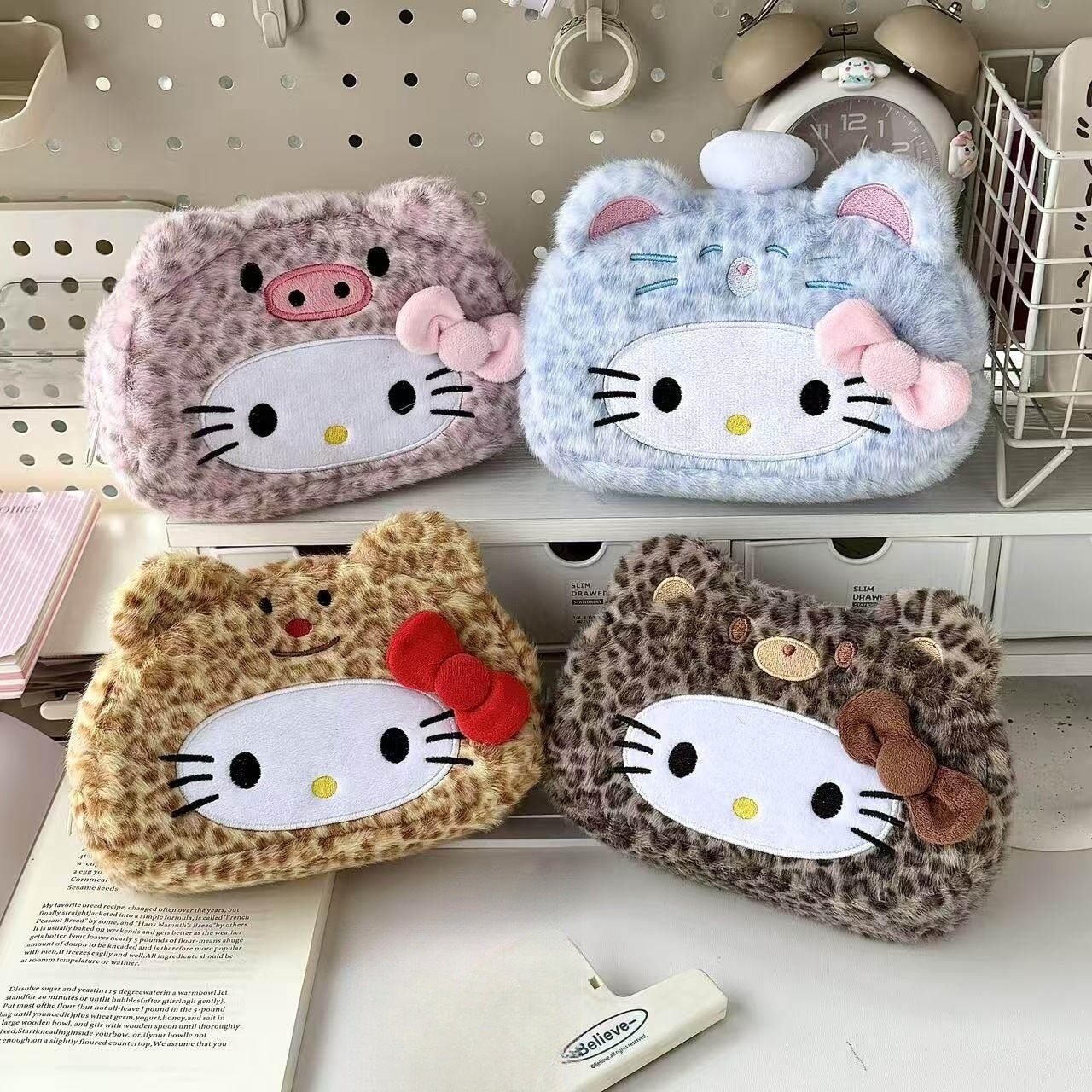 일본식 파우치 가방 표범 무늬 헬로키티 대용량 대학생 여성 레오파드핑크 피글렛 - 상세 이미지 4
