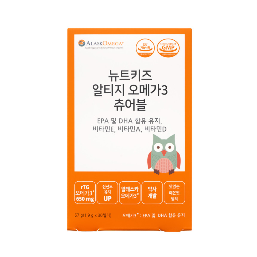 뉴트키즈 알티지 오메가3 츄어블 RTG 어린이 유아 청소년 구미 30구미, 1개