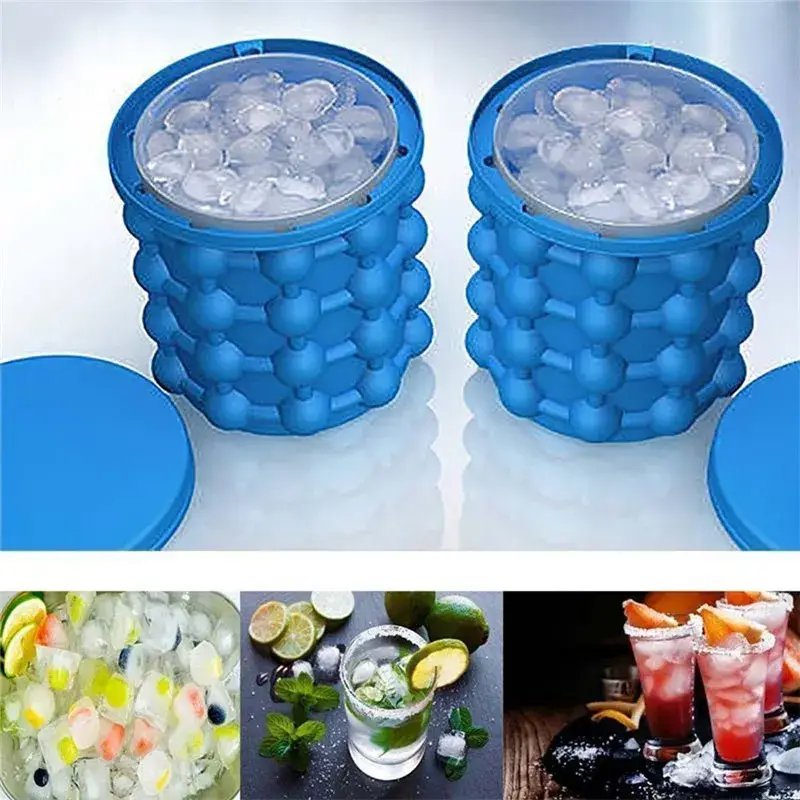 실리콘 아이스큐브 메이커 휴대용 와인 쿨러 맥주 캐비닛 공간절약 위스키 냉동보관 - 상품 이미지