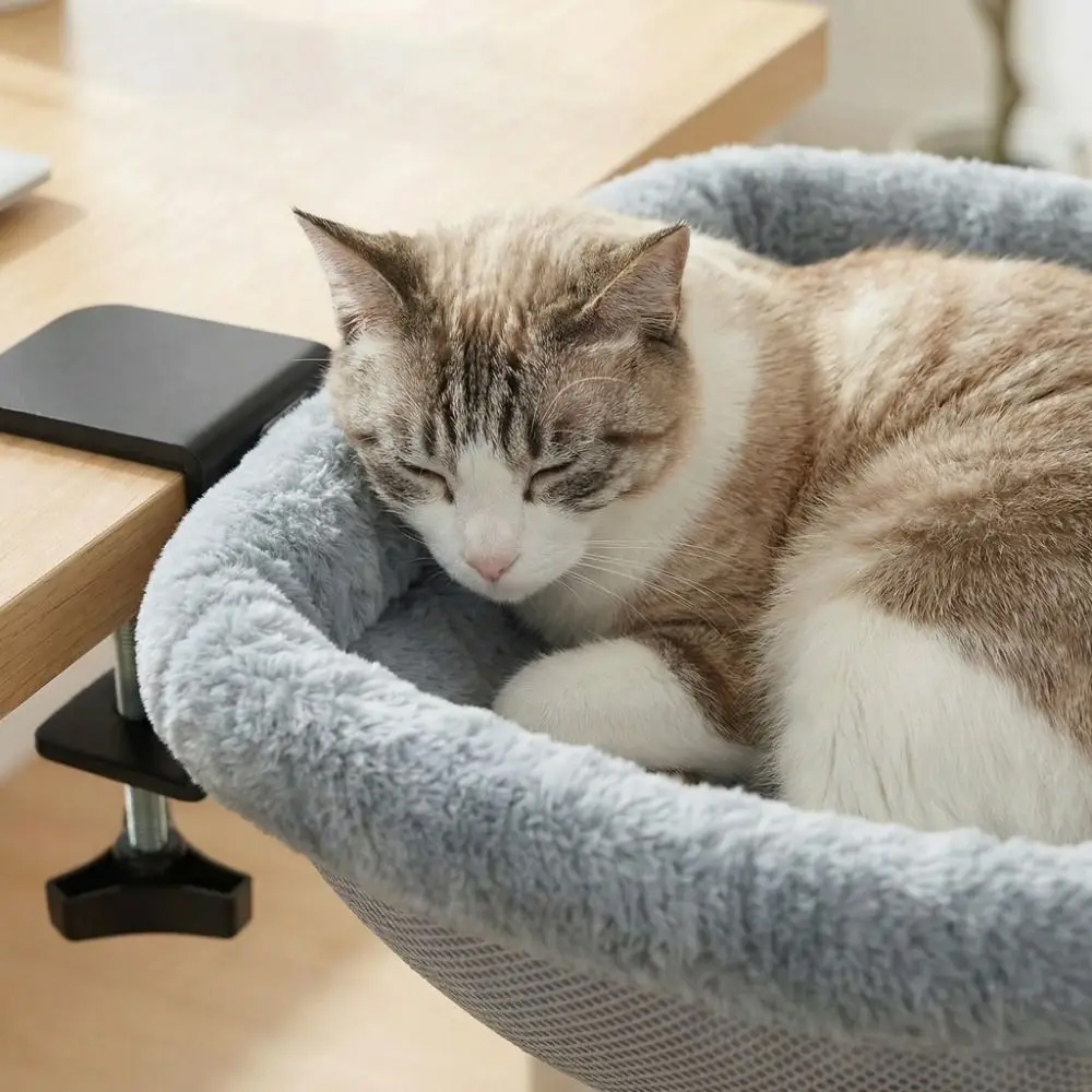 책상 고양이 해먹 분리불안해소 데스크 침대 테이블 방석 - 상세 이미지 4
