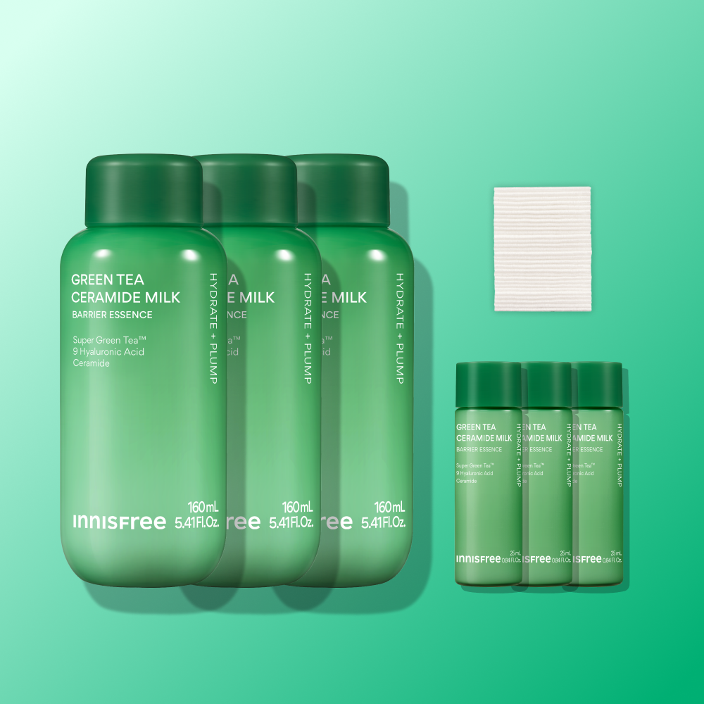 이니스프리 그린티 세라마이드 밀크 보습 에센스/수분 속건조 장벽 화잘먹 160ml, 3개 - 상품 이미지