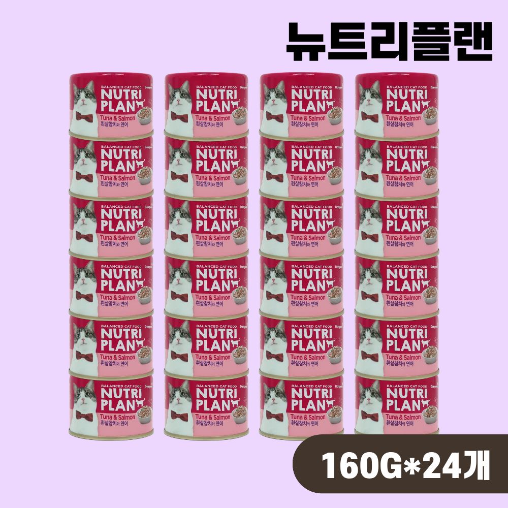 [+N포인트 3천] 동원 뉴트리플랜 고양이캔 길냥이캔 참치 연어, 160g, 24개 - 상품 이미지