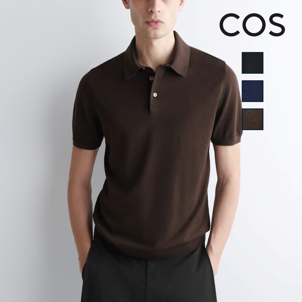COS 슬림 니트 실크 폴로 셔츠 26SS 반팔 니트 무지 기본 [관부가세 포함] - 상품 이미지