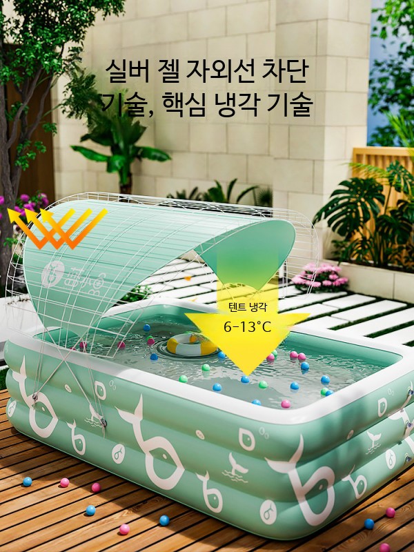 에어풀 가정용 미니 수영장 야외 워터 놀이 G. 1.8m 3층 두꺼운 슬라이드 전기 펌프 - 상세 이미지 3