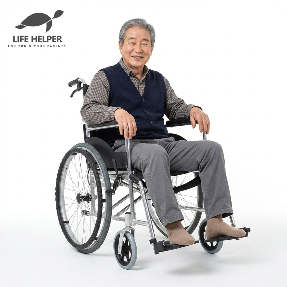 A1 접이식 수동 휠체어 경량 가벼운 알루미늄 가정용 병원 장애인 노인 ( 대여 아님 ) - 상품 이미지