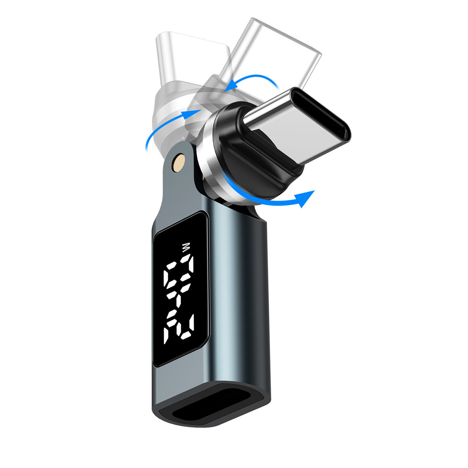 CtoC 젠더 C타입 연장 240W PD 급속충전 540도 헤드 회전 충전 디스플레이 - 상세 이미지 2