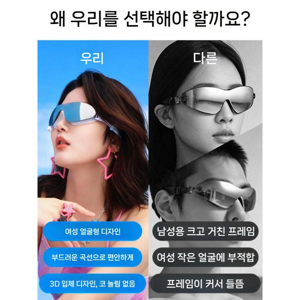 수경 프레임리스 나비 수영 고글 테 없는 스타일 물안경 - 상세 이미지 3