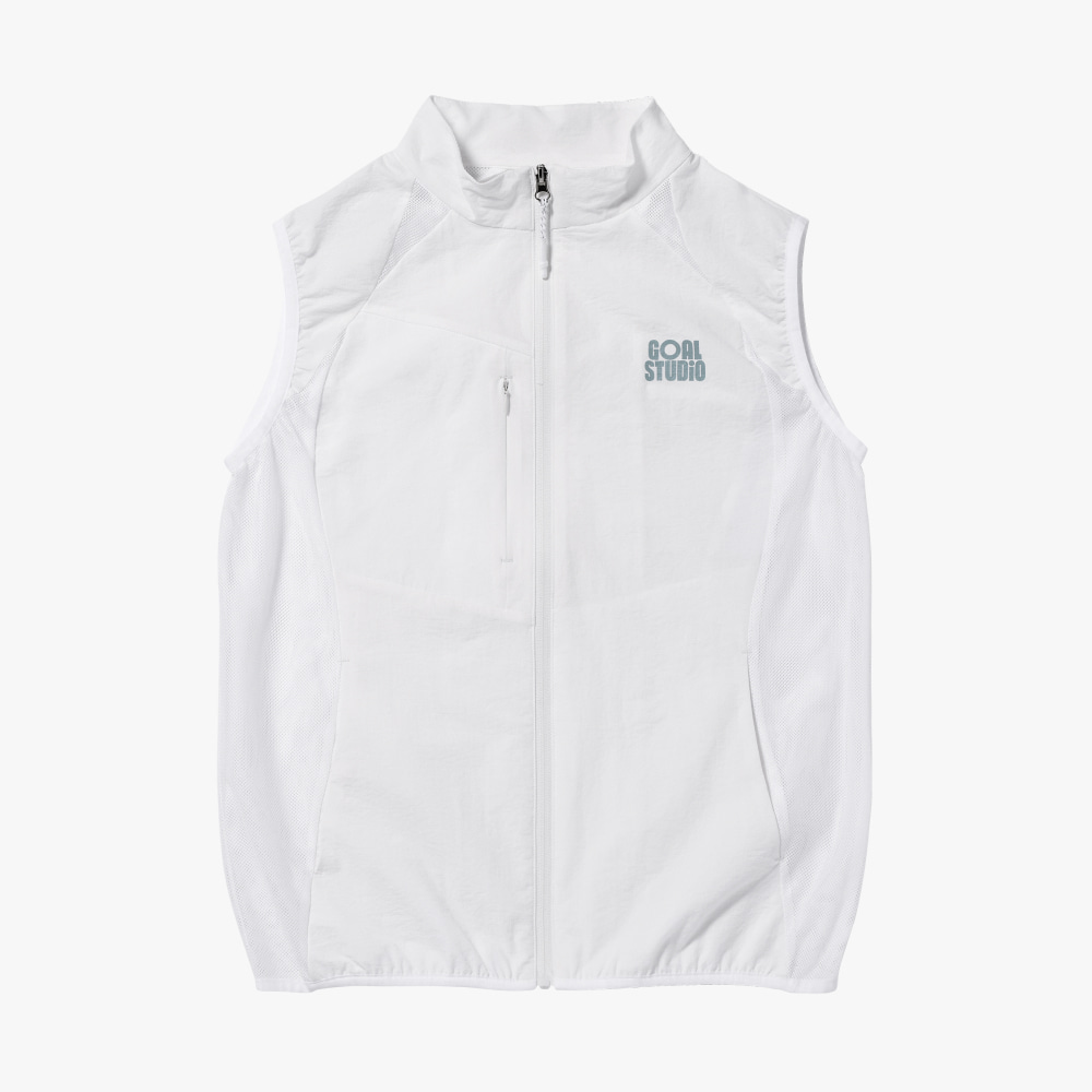 AIR THROUGH 2WAY ZIP LIGHTWEIGHT VEST-WHITE - 상품 이미지