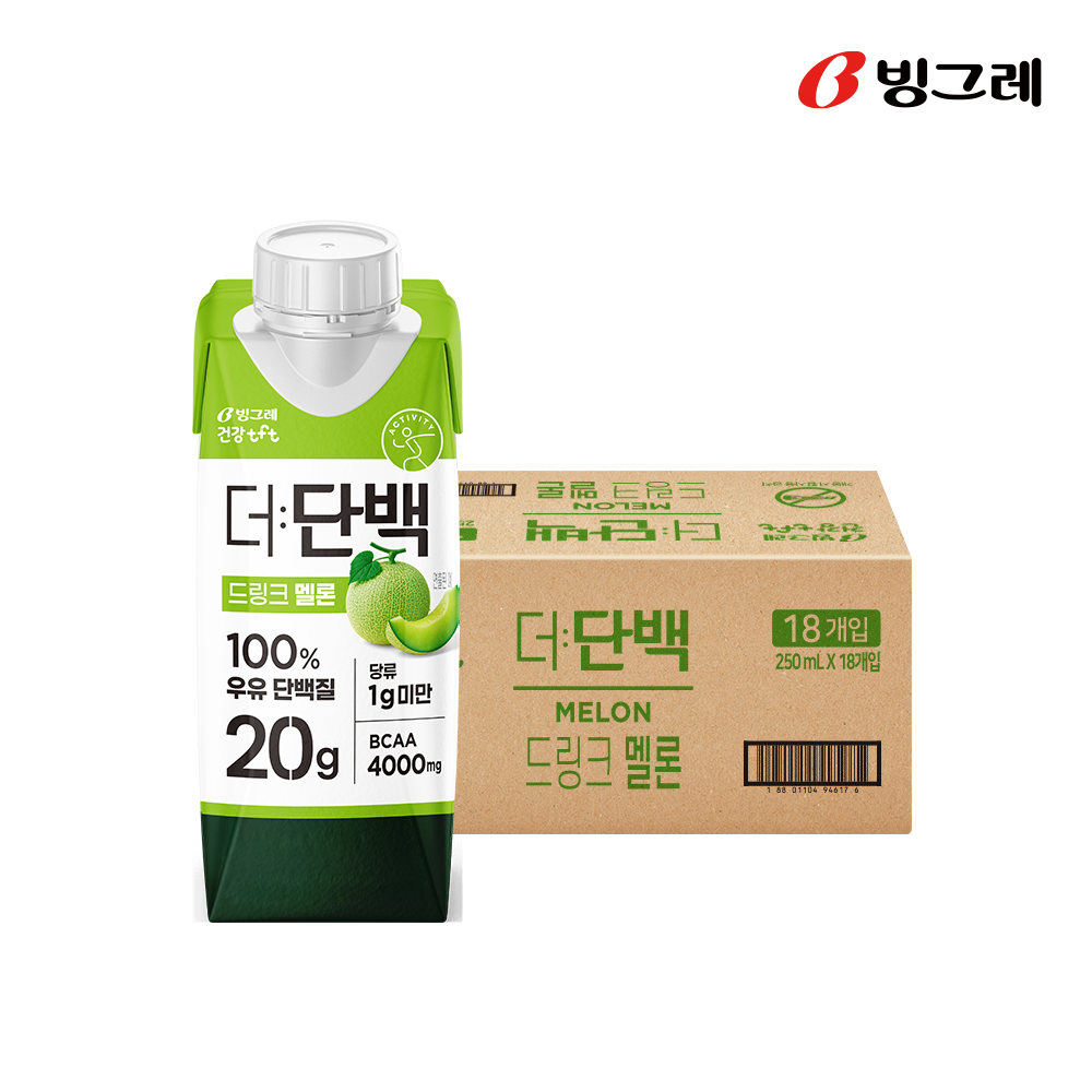 빙그레 더단백 드링크 단백질음료 멜론, 250ml, 18개 상품 이미지