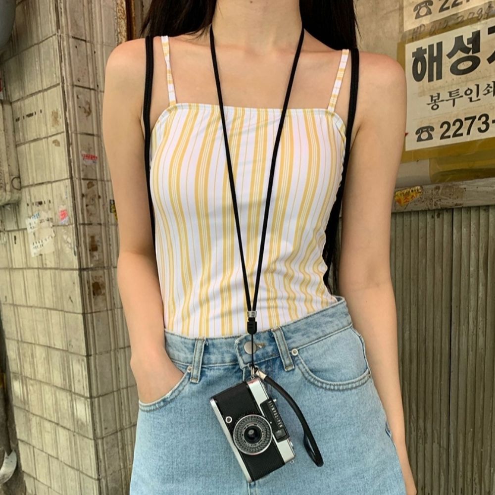 모노키니 여성 체형커버 수영복 세로 스트라이프 스퀘어넥 호캉스룩 이미지 6