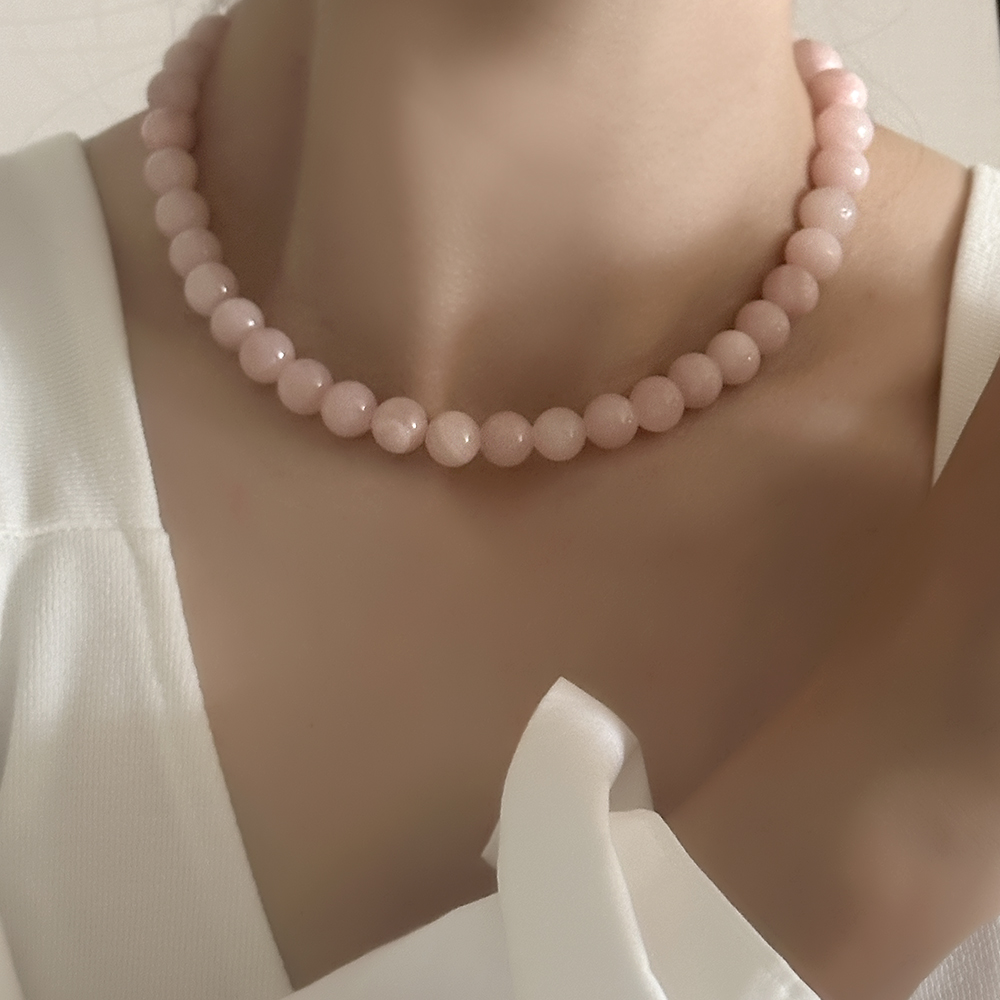 볼드 비즈 10mm 볼 목걸이 구슬 네크리스 스카이 핑크 포인트 이미지 7