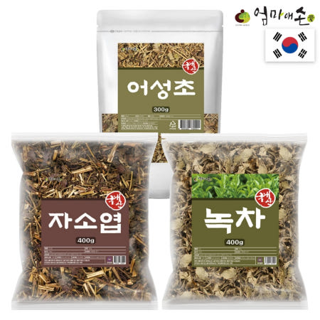 [엄마애손] 어자녹 1.1kg 세트 국산 건재 100% 어성초 자소엽 녹차 (복수구매)