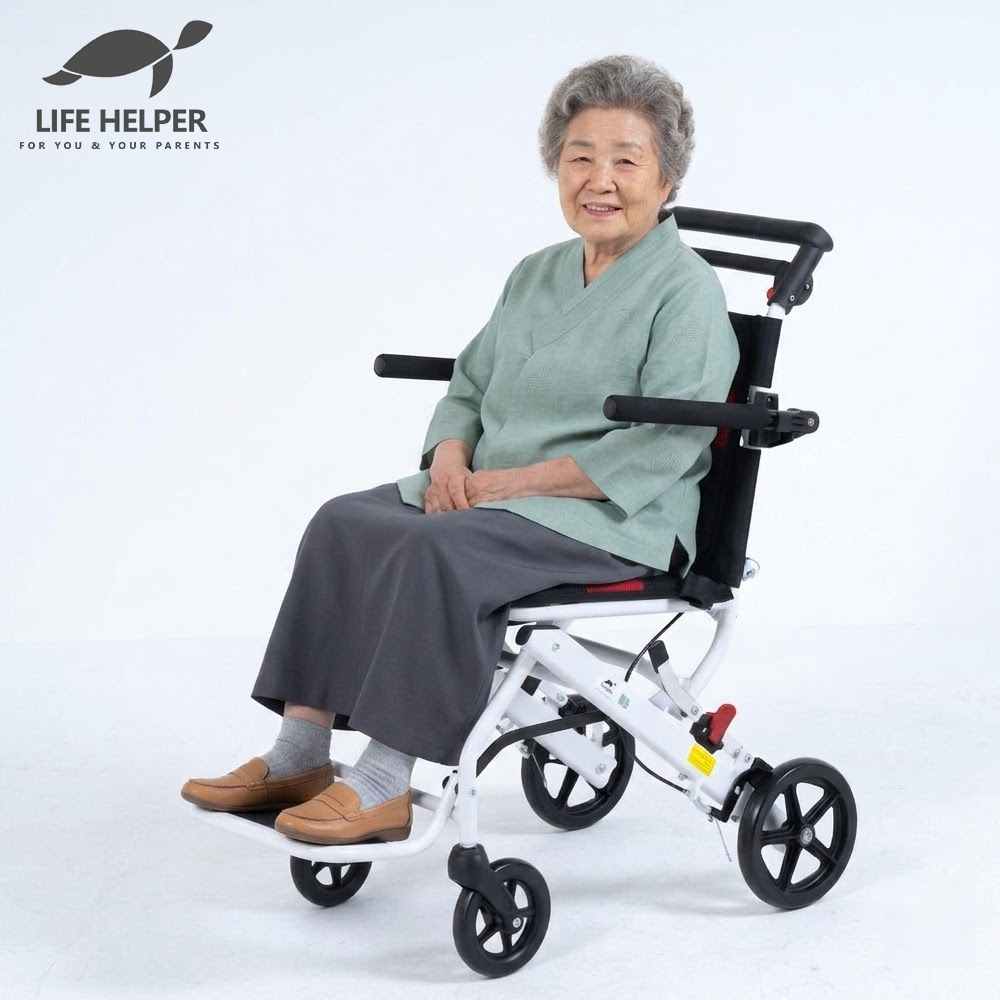 라이프헬퍼 휴대용 휠체어 L1 대여 상품 전국 1개월 임대 렌탈 경량 접이식 링거꽃이형 외 소유권이전형 - 메인 이미지