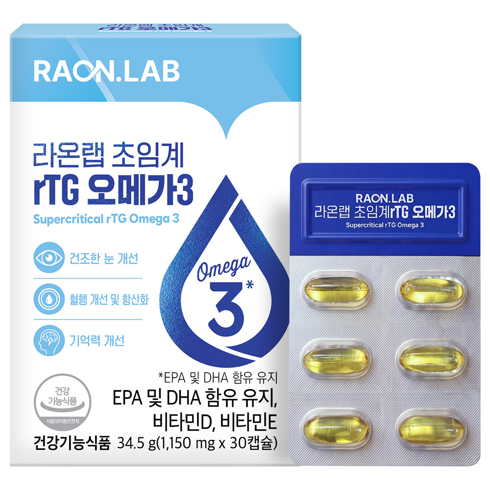 라온랩 초임계 rTG 오메가3 1,150mg 30캡슐, 1개 - 상품 이미지