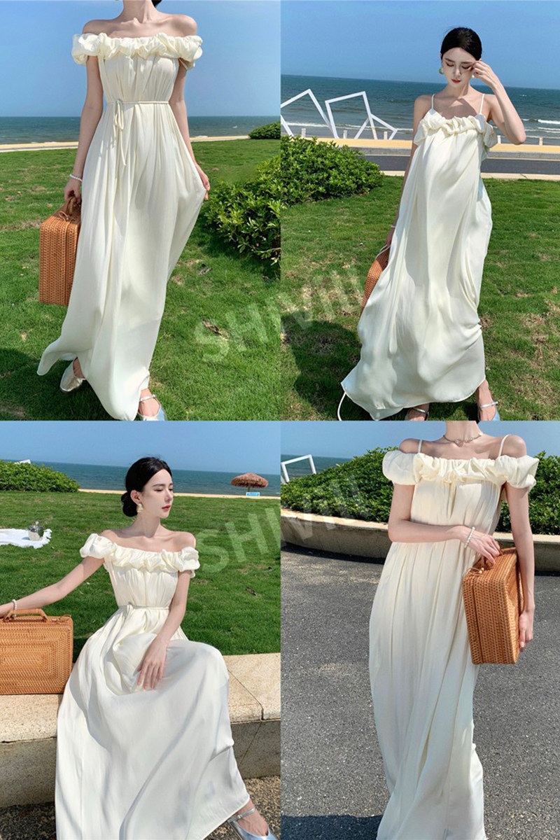 패밀리룩 시밀러룩 화이트 비치 드레스 여름 엄마딸 커플룩 원피스 비치웨어 바캉스룩 - 상세 이미지 2