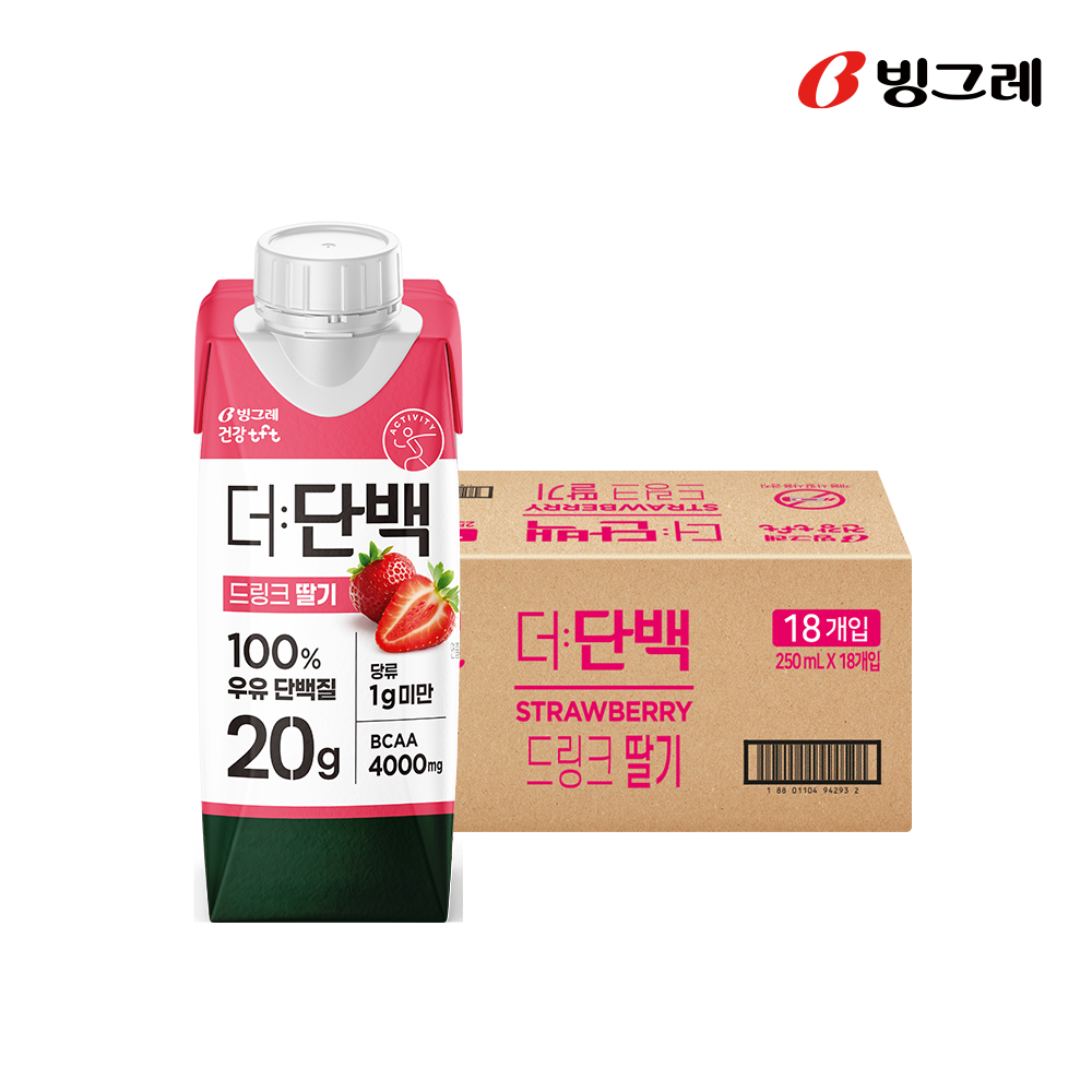 빙그레 더단백 드링크 단백질음료 딸기, 250ml, 18개 - 상세 이미지 2