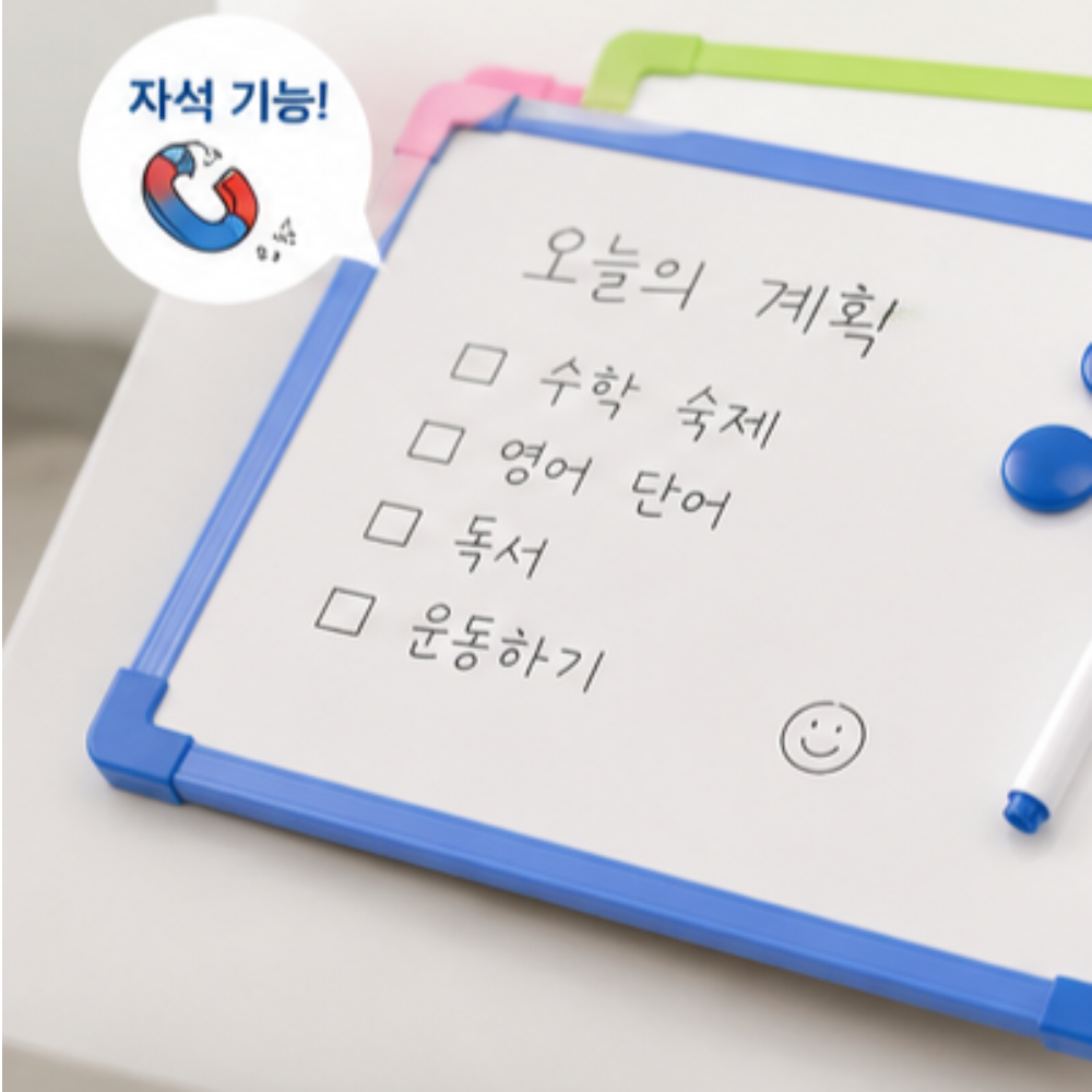 미니 화이트보드 자석 보드마카 세트 자석형 소형 화이트 메모판 칠판 30cm 40cm - 상세 이미지 5