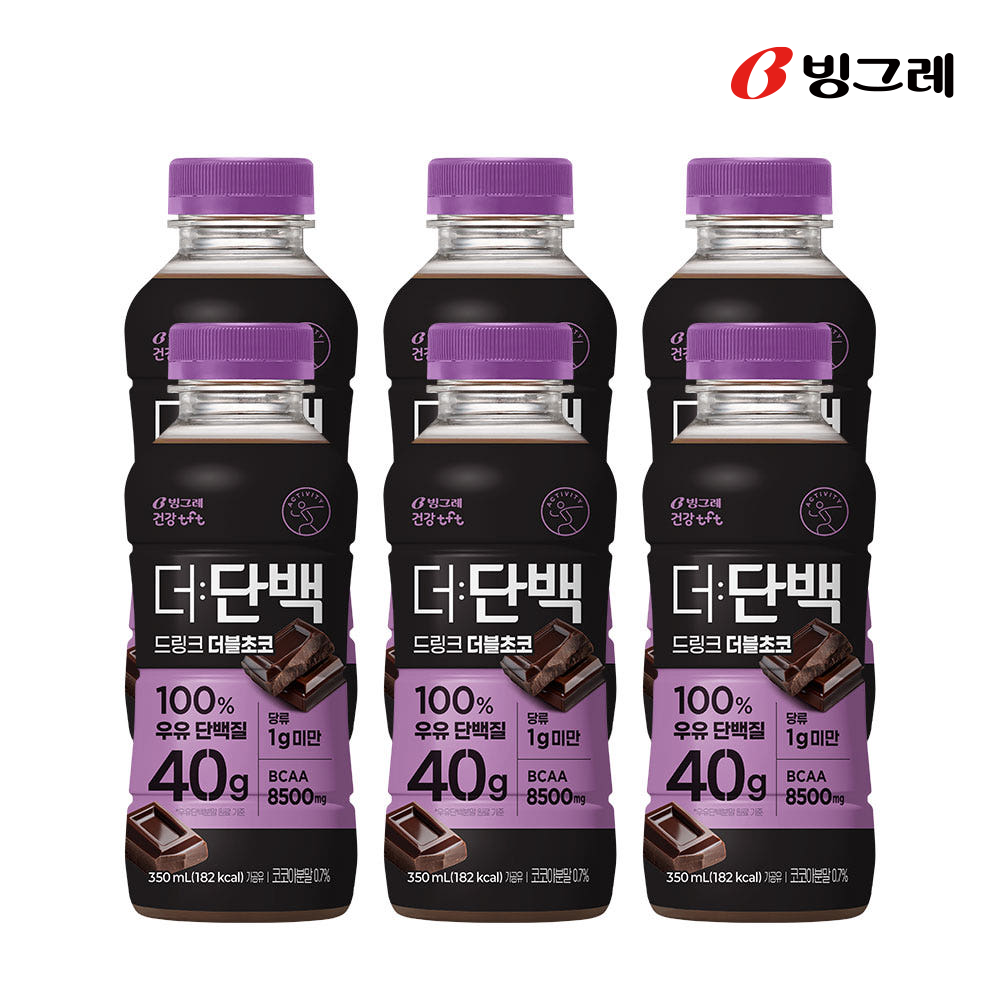 [10% 슈퍼적립] 빙그레 더단백 40g 고함량 드링크 더블초코 350ml 6개입 고단백 단백질음료 - 상품 이미지