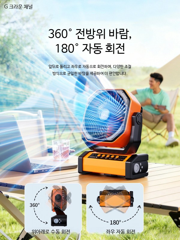 캠핑용 선풍기 냉각 무선 서큘레이 B. 엠마 오렌지 10000mAh, A. 20000mAh - 상세 이미지 4