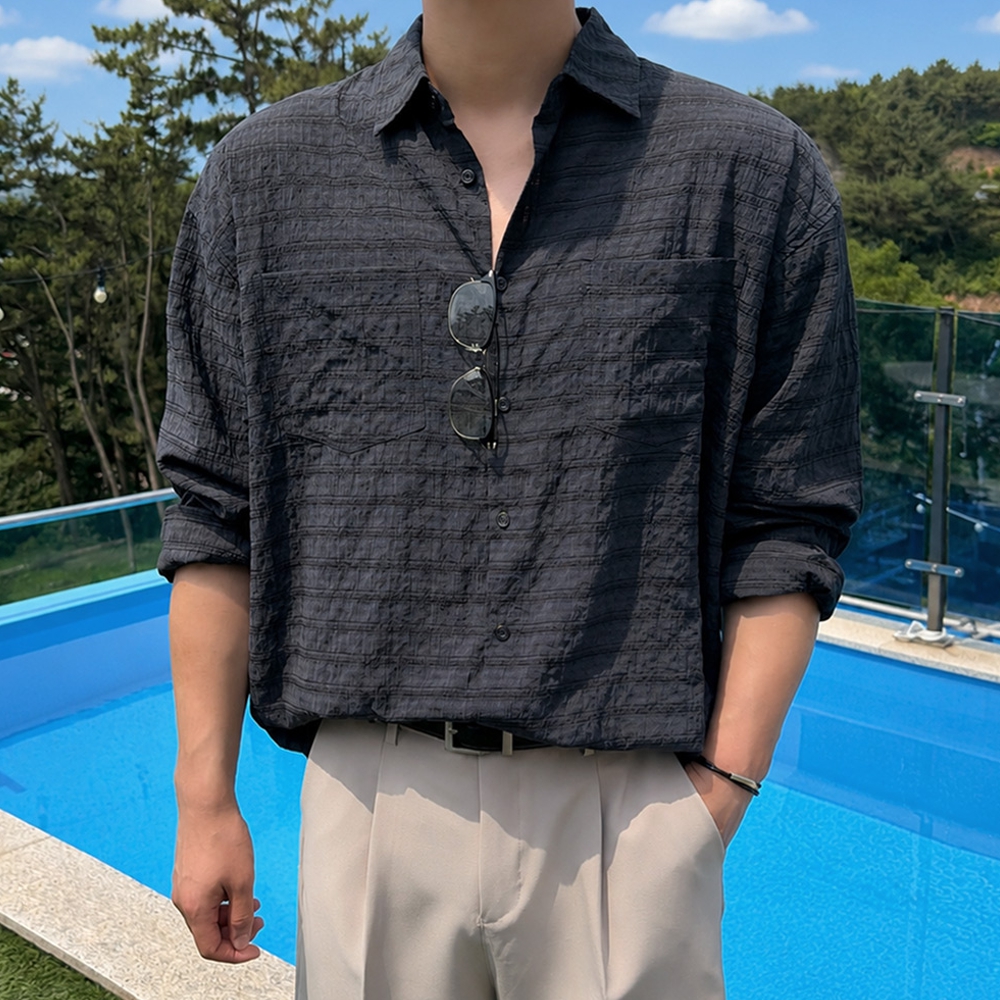 남자 옐마 오버핏 여름 쿨링 시스루 바캉스 셔츠 이미지 8