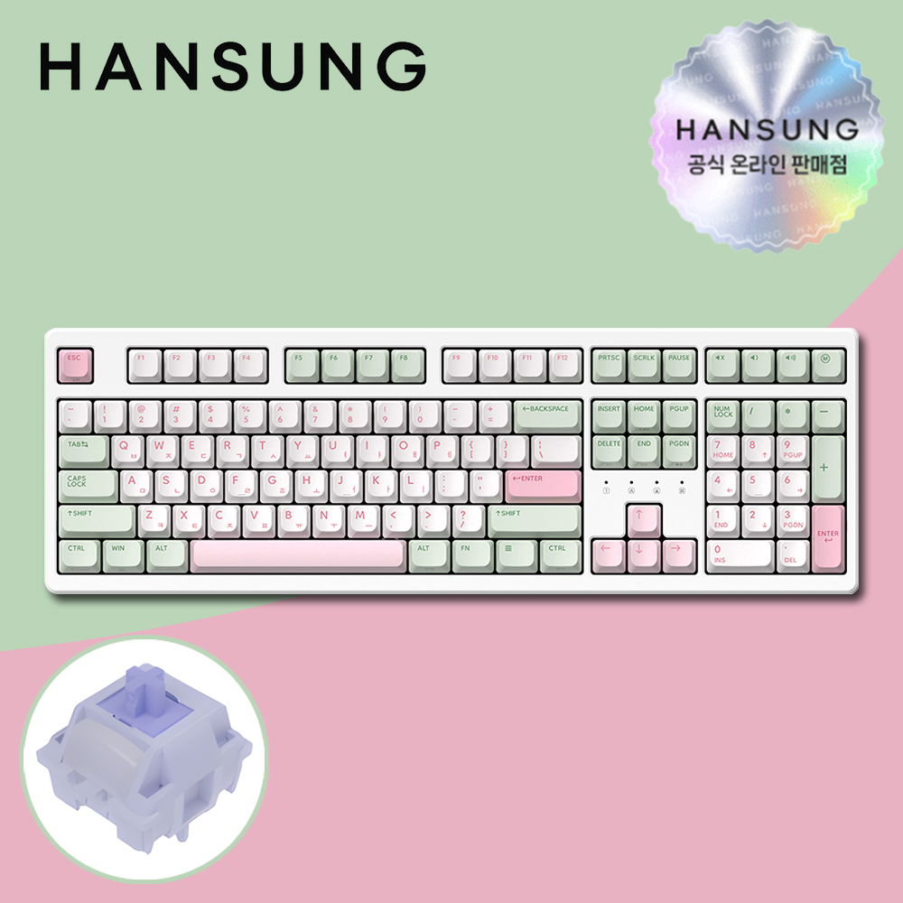 한성 TFG Cloud Max CF 8K 무선키보드 동그리 딸기말차, 저소음 KTT블루 포각 - 상품 이미지