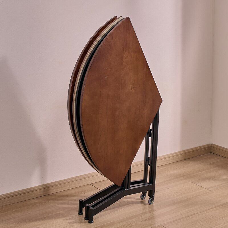 접이식 원형 테이블 식탁 이동식 탁자 공간활용 원목 100cm - 상세 이미지 4
