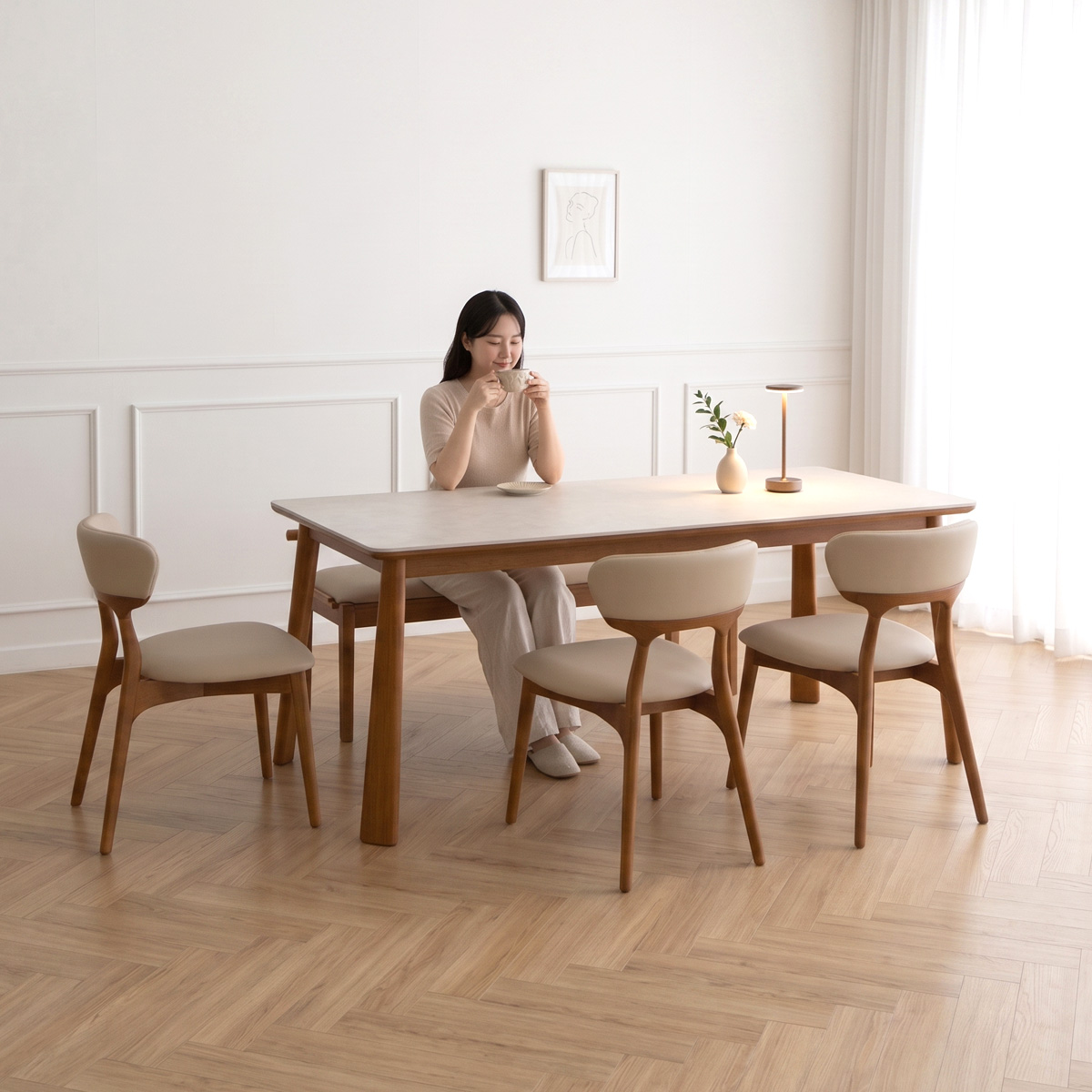 헤닝 아르떼 세라믹식탁 원목 식탁 테이블 1800mm, 아쿠틱스 - 상세 이미지 3