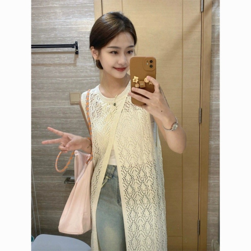 크로쉐원피스 니트 나트랑원피스 보라카이 다낭 니트나시 레이어드 롱 레이스 튜닉 베스트 - 상세 이미지 2