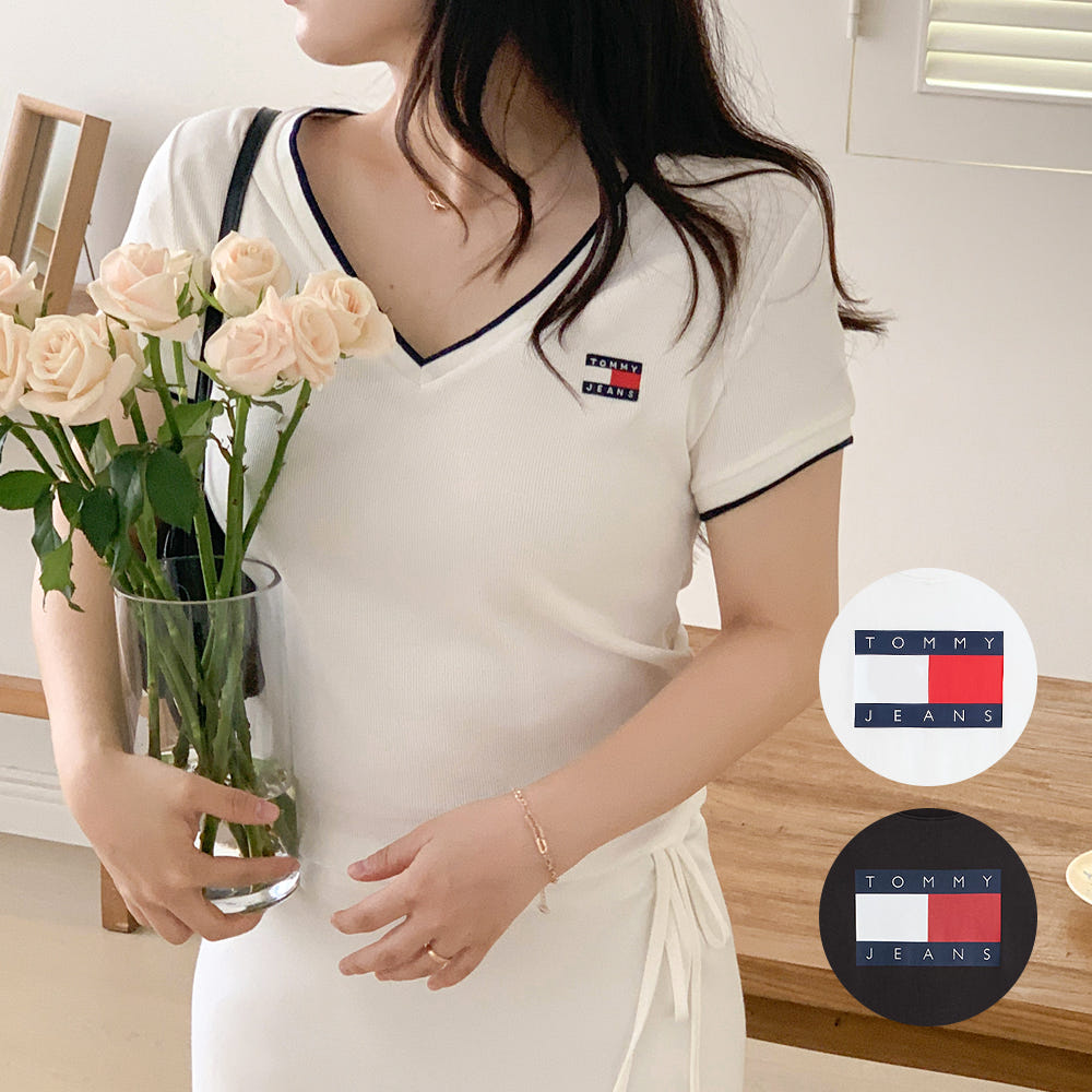 타미힐피거 진스 여성 브이넥 반팔 티셔츠 가격 비교 세컨찬스라이프 타미힐피거 진스 여성 브이넥 반팔 티셔츠