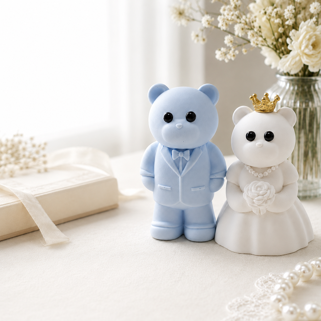 핸드메이드 곰 인테리어 소품 웨딩곰 커플 오브제 신혼집 장식 집들이선물 감성소품 제습효과 - 상세 이미지 4