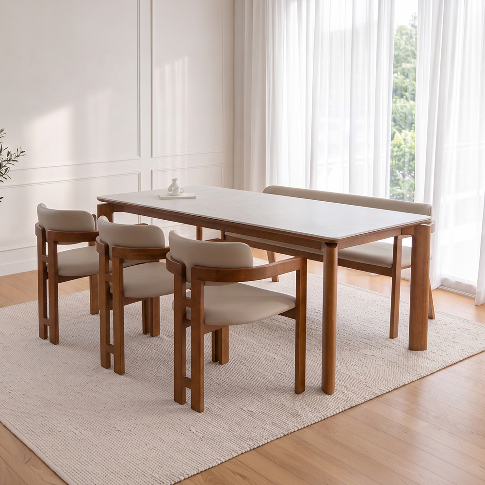 헤닝 에포크 원목 세라믹 식탁세트 식탁+의자3+벤치1, 1800mm, 아쿠틱스 - 상세 이미지 3