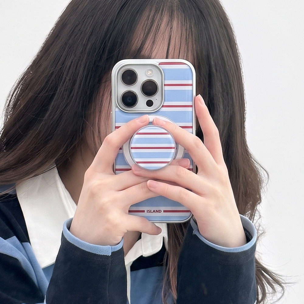 포인트 스트라이프 그립 톡홀더 귀여운 핑거 예쁜 핸드폰 스마트폰 에폭시 스마트톡 - 상세 이미지 3