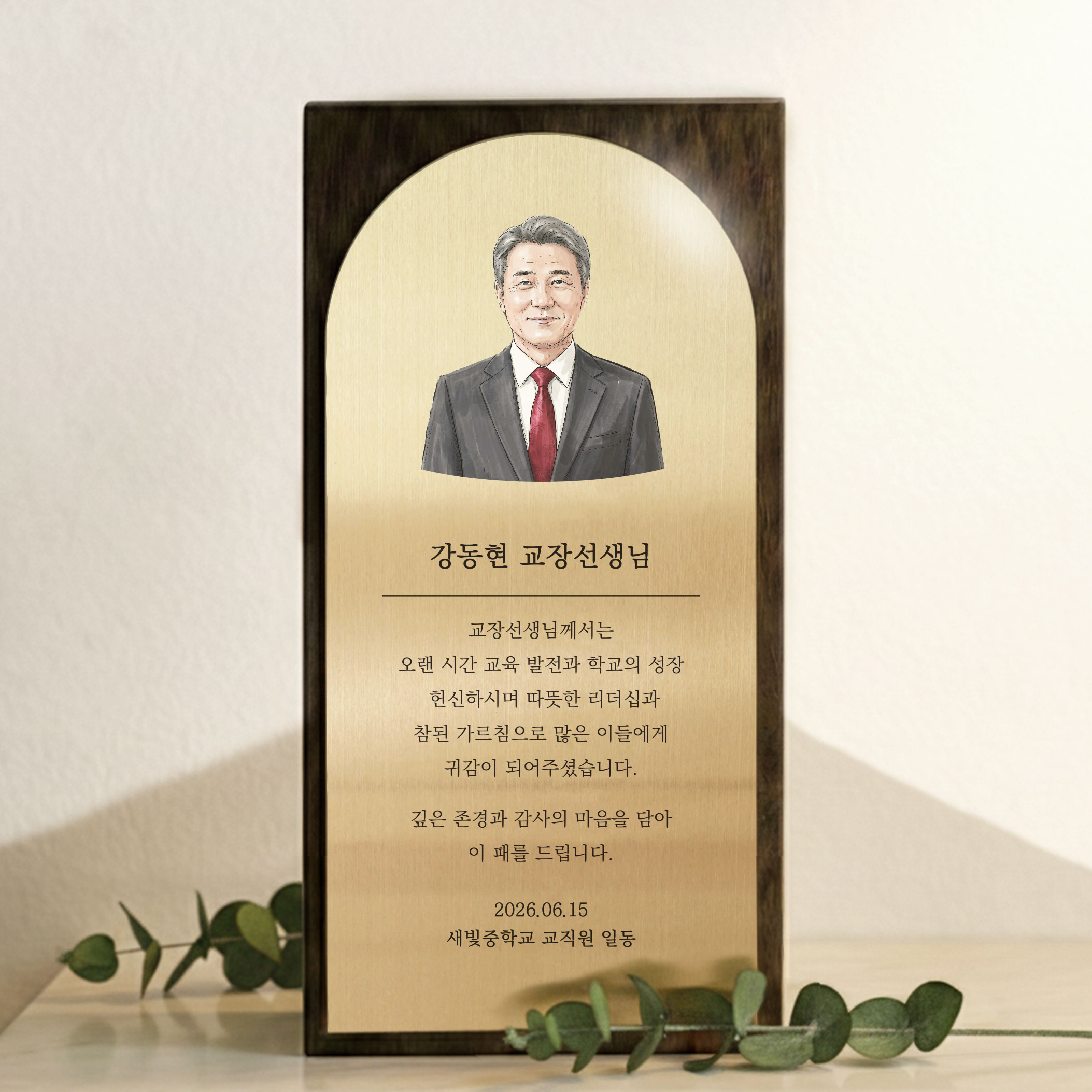 감사패 트로피제작 군인전역진급축하 전출패 공로패 선생님 정년퇴임퇴직 나무우드 기념패 골드 - 상세 이미지 2
