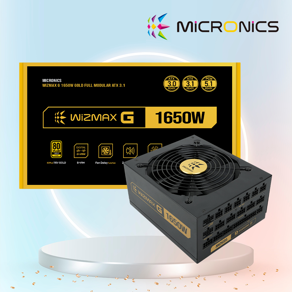 마이크로닉스 WIZMAX G-1650W 80PLUS 골드 ATX 3.1 파워서플라이 - 상품 이미지