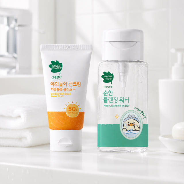 그린핑거 파워블록 선크림 80ml+클렌징워터 200ml / 유아,