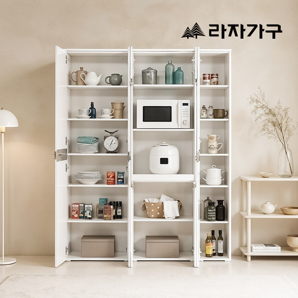 라자가구 플로우 키큰 다용도 주방 밥솥 전자 렌지 1500 멀티 수납장 세트(렌지대,수납장,틈새장) - 상세 이미지 5