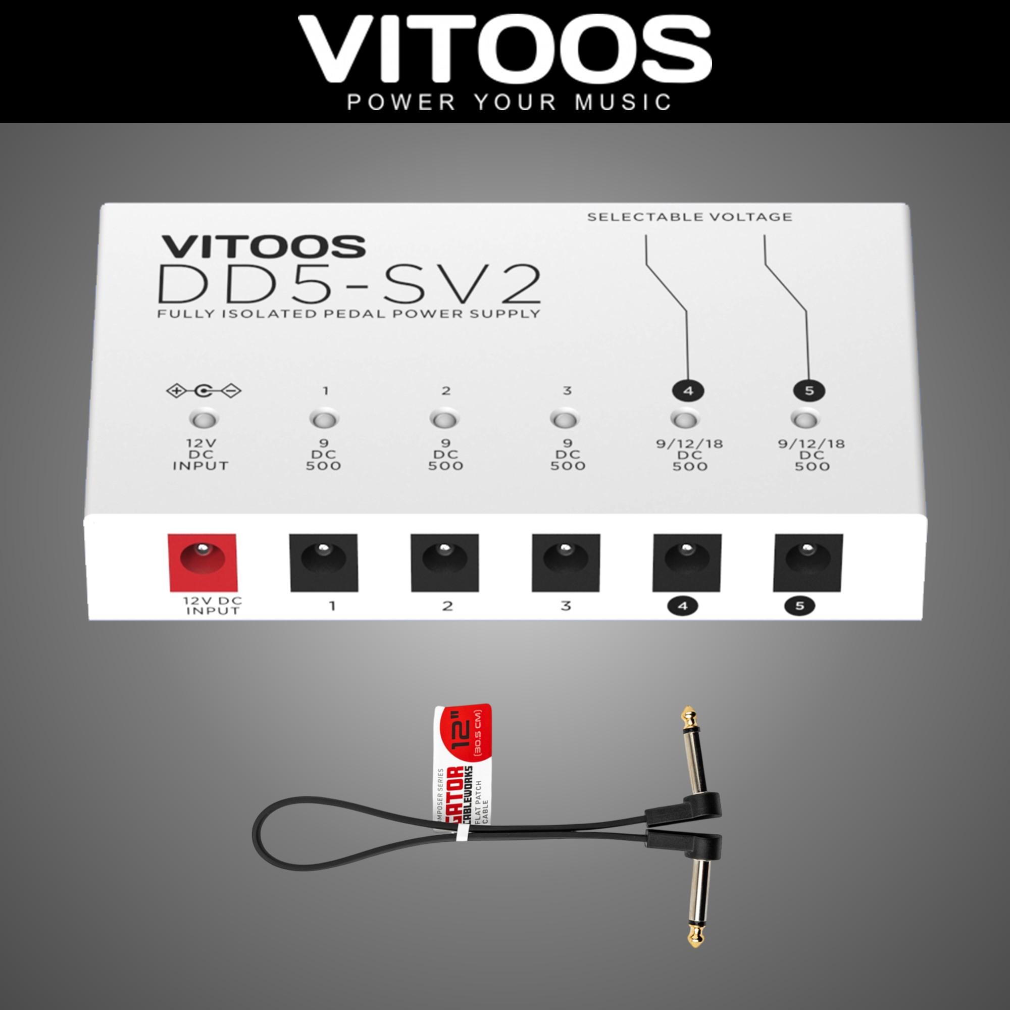 VITOOS 비투스 DD5-SV2 5구 이펙터 파워서플라이 패치케이블 패키지 - 상품 이미지