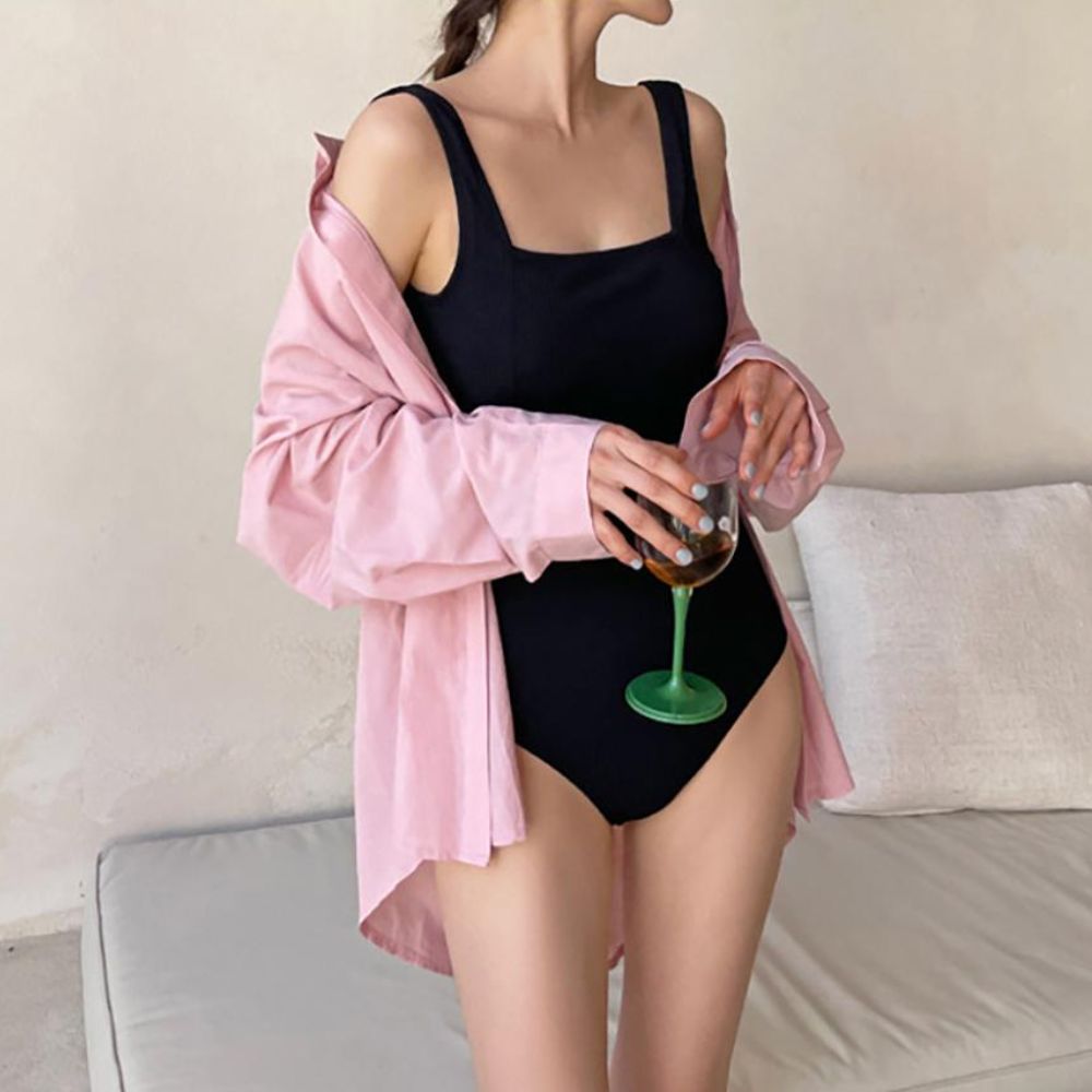 스퀘어넥 백리스 모노키니 여성 원피스 호캉스 수영복 이미지 7